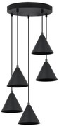 Závesné svietidlo Soho, 5x čierne kovové tienidlo, o