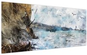 Obraz - Útes, akvarel (120x50 cm)