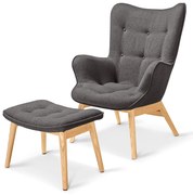 Samostatné kreslo s podnožkou, tmavosivé