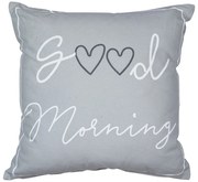 Šedý štvorcový bavlnený vankúš Good morning - 45 * 12 * 45cm