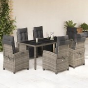 vidaXL 7-dielna záhradná jedálenská sada s podložkami sivá polyratan