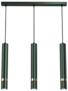 Závesné svietidlo Joker, 3x zlaté/zelené kovové tienidlo, gr