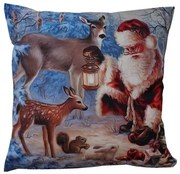 Vankúšová obliečka Santa so zvieratkami 40x40 cm
