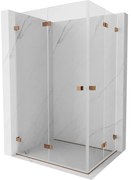 Mexen Lunar-F Duo, skladací sprchový kút 75 x 70 cm, 8mm číre sklo, profil ružové zlato, 836-075L-070P-60-00