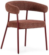 Terakotové čalúnené jedálenské kreslá v súprave s podrúčkami 2 ks Yuri – MOME