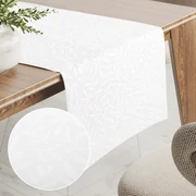 Biante Dekoračný behúň na stôl Sofia SF-001 Biele vyrazené vetvičky s lístkami 20x120 cm