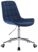 LuxuryForm DESIGN Stolička PARIS VELUR na striebornej podstave s kolieskami - modrá