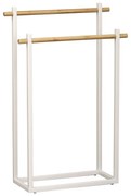 Stojan na uteráky White Bamboo 1, biela/s drevenými prvkami