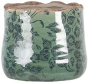 Zelený obal na kvetináč s kvetmi a popraskaním - Ø 11 * 9 cm