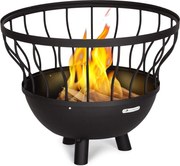 Blumfeldt Nantai, ohnisko s grilom a stolom 3 v 1, Ø 66 cm, grilovací rošt Ø 50 cm, oceľ, bambusová doska