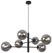 Závesne svietidlo Paris, 6x grafitové sklenené tienidlo, B, X