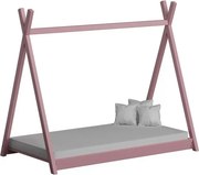 Detská posteľ Tipi 70x140 drevený domček - ružový