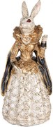 Dekorácia králik zámocká pani so zlatým ligotom - 11*10*24 cm