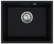 Sink Quality Crypton 55, kuchynský granitový drez 460x375x205 mm + chrómový sifón, čierna, SKQ-CRY.C.1KBO.55.X