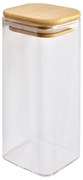 Sklenená úložná nádoba s bambusovým viečkom - 6*6*15 cm