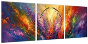 Obraz - Abstrakcia kvetov (s hodinami) (90x30 cm)