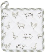 Bavlnená podložka pod hrniec Country Life Animals bielo-zelená - 20 * 20 cm