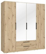 Šatníková skriňa so zrkadlom MARO 200x213 cm dub artisan