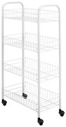 Biely kovový pojazdný regál 41x84 cm Pisa - Metaltex