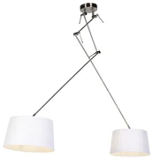 Osvetlenie na zavesenie z ocele s bielymi tienidlami z ľanu 35 cm 2-svetlo - Blitz