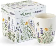 Porcelánový hrnček LEVANDUĽA A MOTÝLI v darčekovej krabičke 350 ml