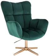 LuxuryForm DESIGN Otočné kreslo AURORA VELUR na zlatom kríži - zelené