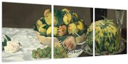 Obraz - Edouard Manet, Still Life with Melon and Peaches, reprodukcia (s hodinami) (90x30 cm)