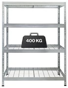 Bezskrutkový kovový regál RIVET so sieťovou drôtenou policou