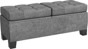 HOMCOM Tkaný úložný taburet s gombíkmi pre predsieň a spálňu, 116x41x47cm, Sivá | Aosom
