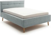 Sivomodrá čalúnená dvojlôžková posteľ s úložným priestorom s roštom 140x200 cm Lotte – Meise Möbel