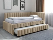 Čalúnená posteľ COMFINO VELVET s prístelkou 120x200 cm krémová