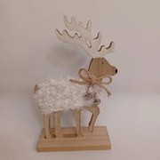 DECOLED Dřevěný jelen, 12,5 x 20,5 cm, bílá