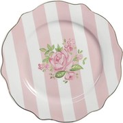 Bielo-ružový dezertný tanier s ružičkami Sweet Roses - Ø 20*2 cm