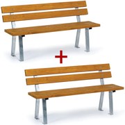 Vonkajšia lavička WOODY s operadlom 1+1 ZADARMO, zinková, 1500 mm, limba