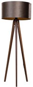 Stojacia lampa na troch nohách z orechového dreva s hnedým zamatovým tienidlom 50 cm - Tripod Classic
