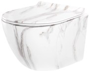Rea Carter Tornado, závesná WC misa 49x37x35 cm + WC sedadlo, imitácia kameňa-Aiax Shiny, REA-C6390