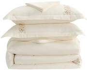 Krémové obliečky na jednolôžko z bavlneného saténu s plachtou/6-dielne 140x200 cm Maison Bloom – Mila Home Luxury