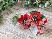 Červená zasnežená umelá kvetina vianočná hviezda - 63 cm