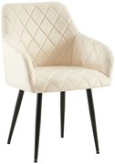 Jedálenská stolička Monett - zamat, B čierny rám - Krémová
