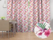 Biante Bavlnený záves Sandra SA-493 Kolibríky s ružovými kvetmi na bielom 150x140 cm