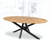 Wooded Jídelní stůl Victoria ROUNDED z masivu DUB Velikost stolu: 160 x 90 cm, Barva kovu: Černá