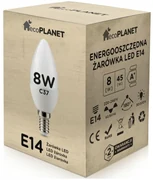 ecoPLANET LED žiarovka E14 sviečka 8W 700lm - teplá biela