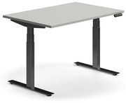 Výškovo nastaviteľný stôl QBUS, rovný, 1200x800 mm, čierny rám, svetlošedá