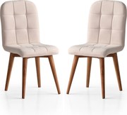 Sada 2 ks čalouněných jídelních židlí RETRO krémová
