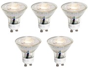 Sada 5 čírych LED žiaroviek GU10 50mm 3W 230 lm 2700K