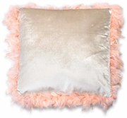 Vankúš Loreta 44 cm béžový zdobený perím
