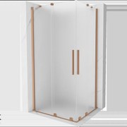 Mexen Velar Duo posuvná sprchová kabína 90 x 80 cm, námraza, kartáčovaná meď - 871-090-080-32-65