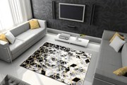 Koberec moderný 3D GLOSS 409A 82 Kocky štýlový, glamour, art deco čierna / zlatá / sivá Veľkosť: 80x150 cm