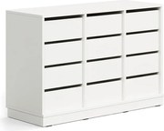 Úložná skrinka CASPER, 12 zásuviek, so soklom, biela