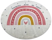 Detský koberec protišmykový BAMBINO 47810 Dúha, biely / ružový kruh